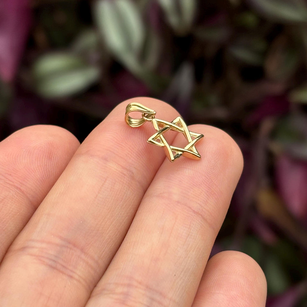 14k Gold Judica Star of David Magan Star Charm Pendant