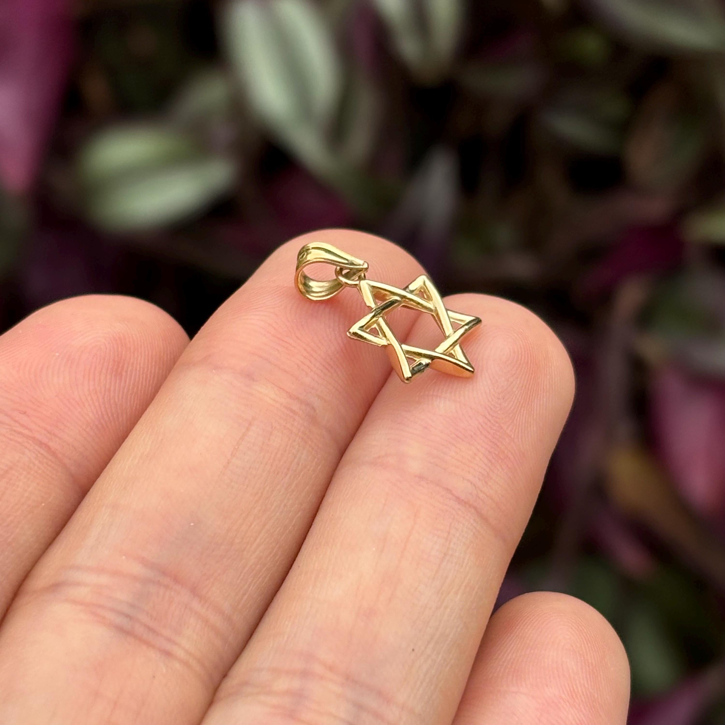 14k Gold Judica Star of David Magan Star Charm Pendant