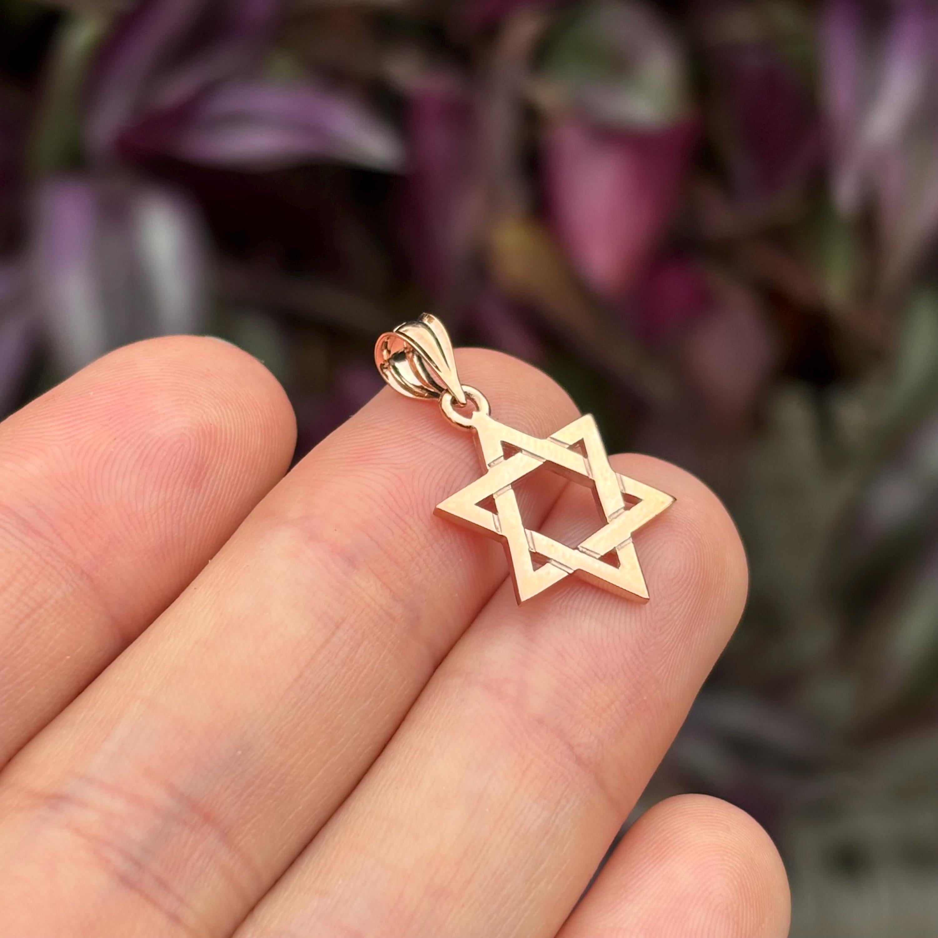 14k Rose Gold Judica Star of David Magan Star Charm Pendant