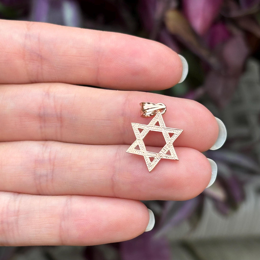 14k Rose Gold Judica Star of David Magan Star Charm Pendant