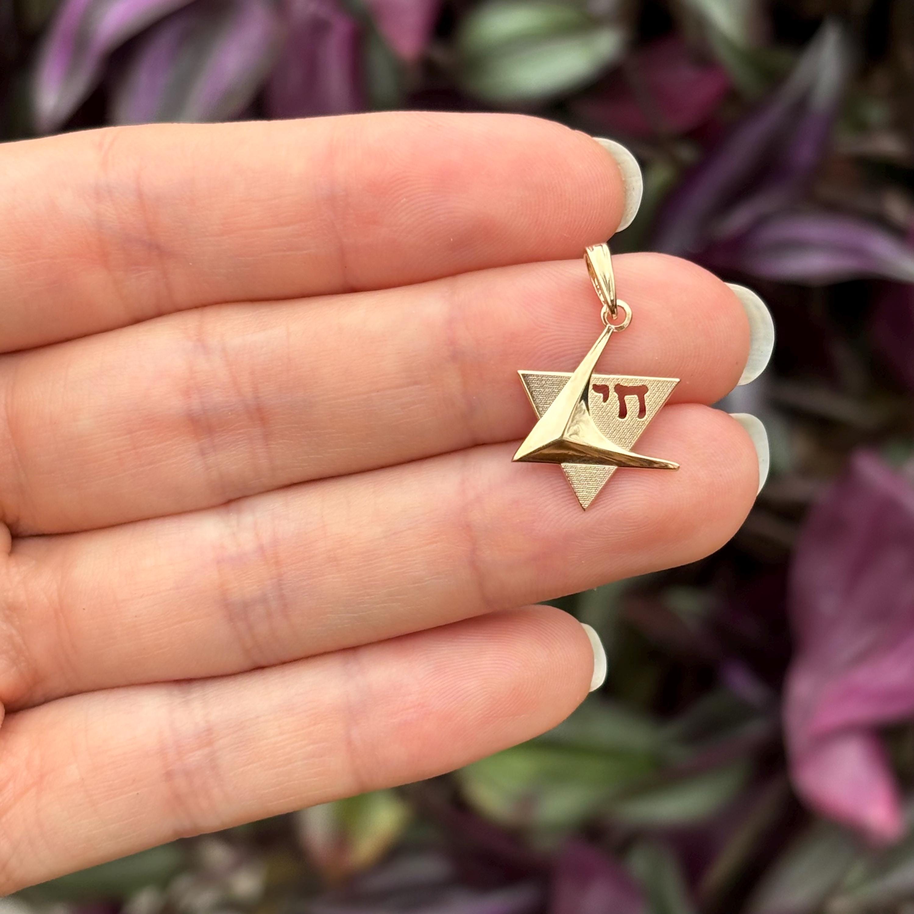 14k Gold Judica Star of David Magan Chai Star Charm Pendant