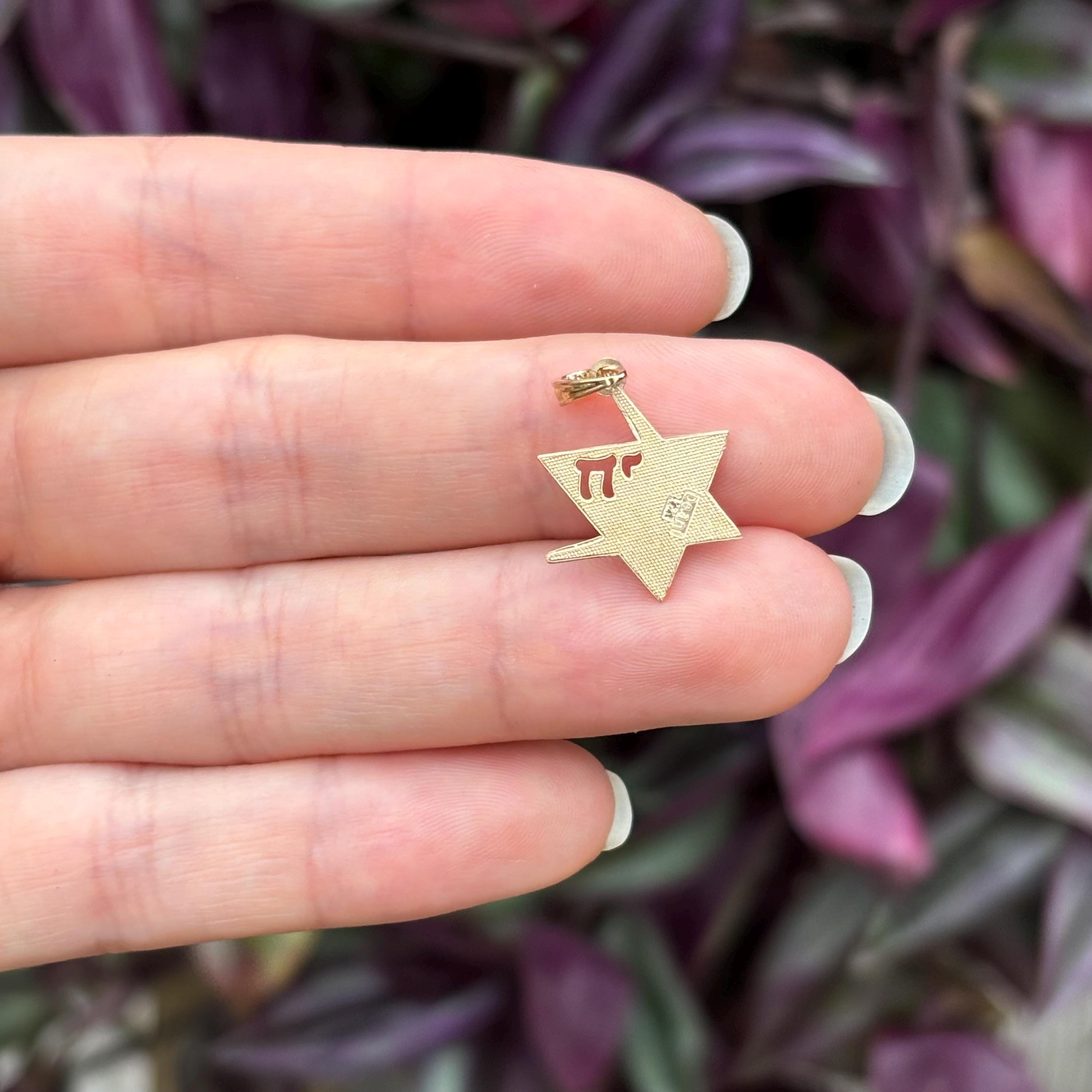 14k Gold Judica Star of David Magan Chai Star Charm Pendant