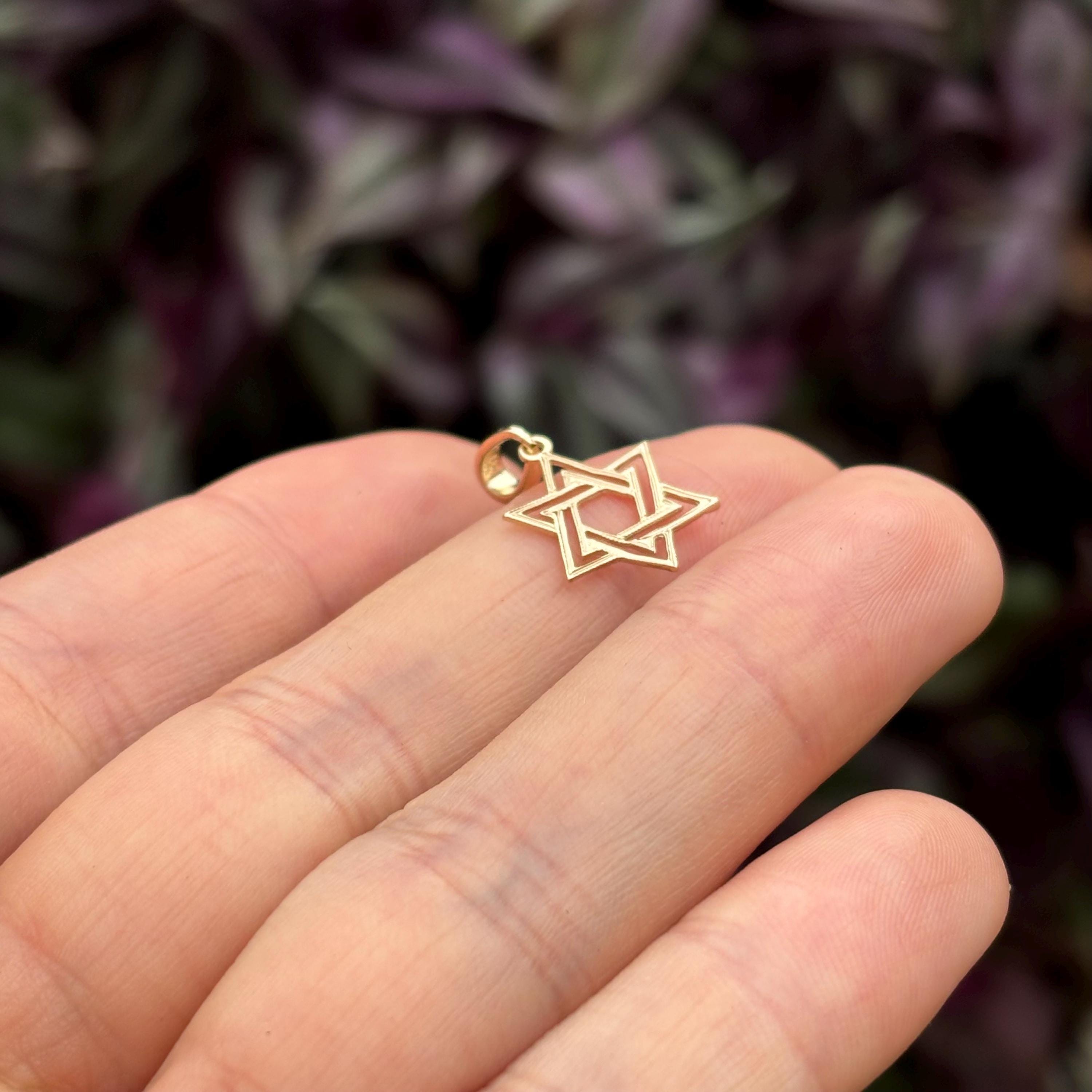 10k or 14k Gold Judica Star of David Magan Star Charm Pendant