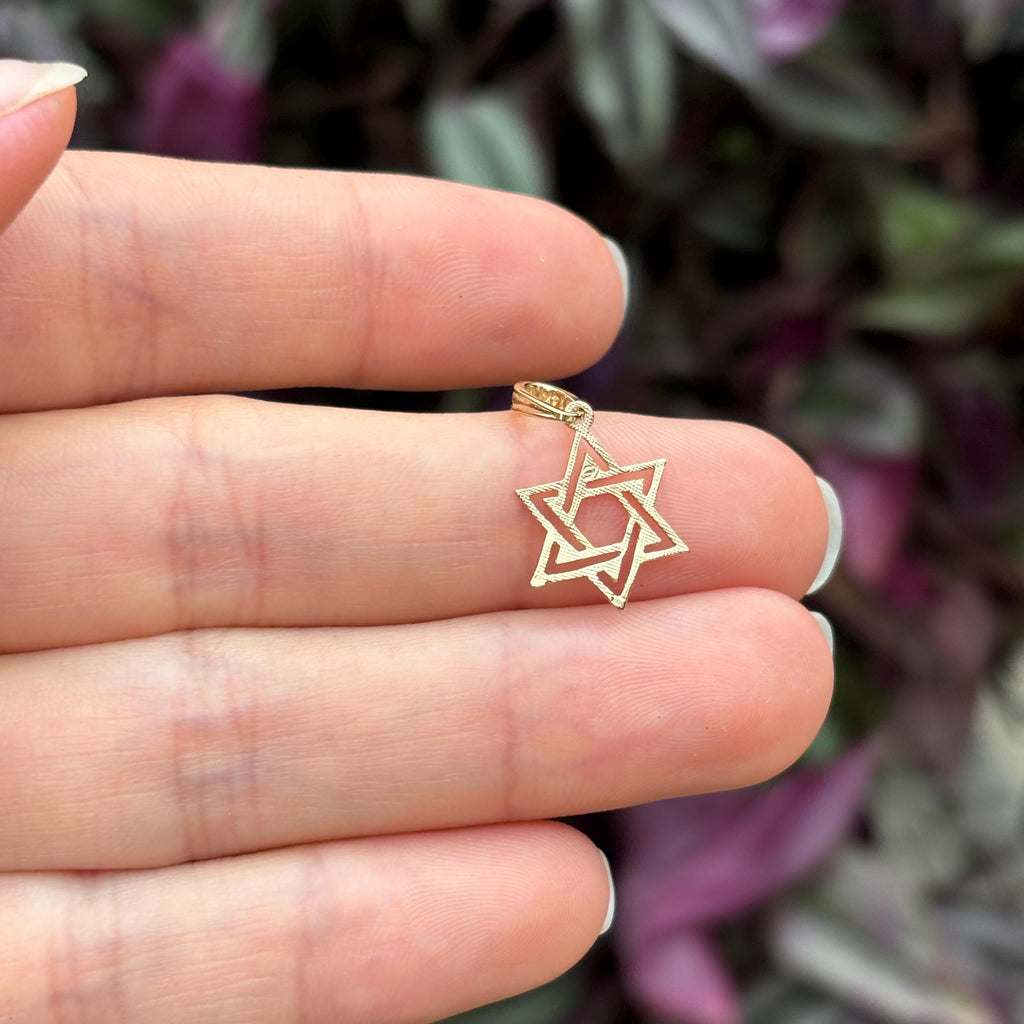 10k or 14k Gold Judica Star of David Magan Star Charm Pendant