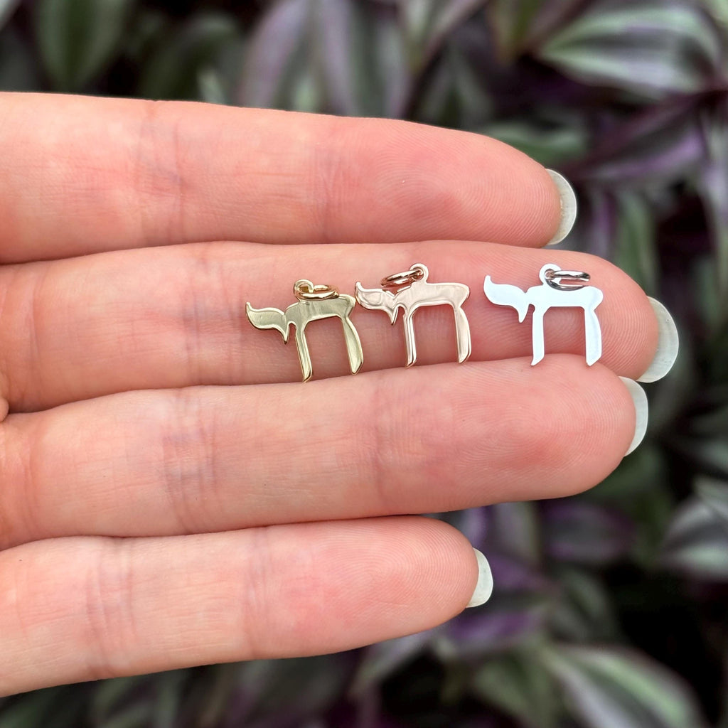 14k Rose White Yellow Gold Chai Charm Pendant