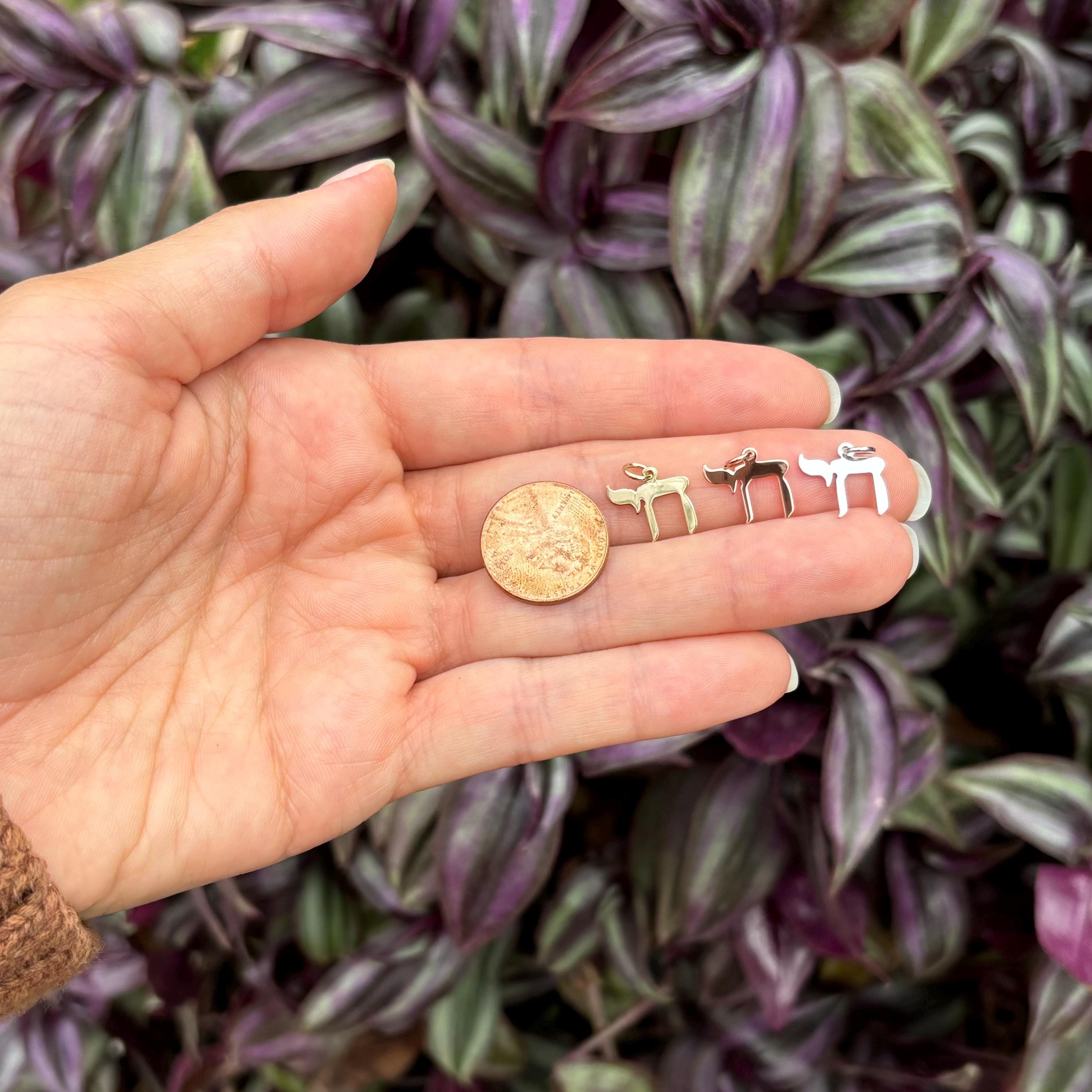 14k Rose White Yellow Gold Chai Charm Pendant