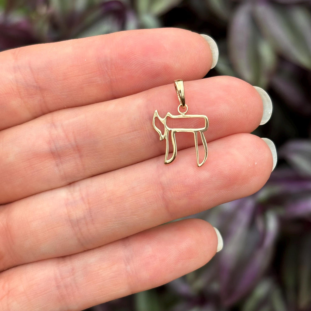 10k or 14k Gold Hebrew Chai Charm Pendant