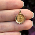 14k Gold St Peregrine Round Medal Pendant 15mm