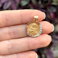 14k Gold St Cecilia Round Medal Pendant