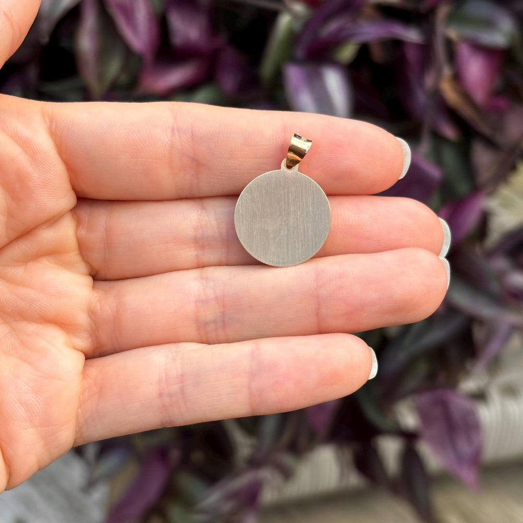14k Gold St Maria Goretti Round Medal Pendant
