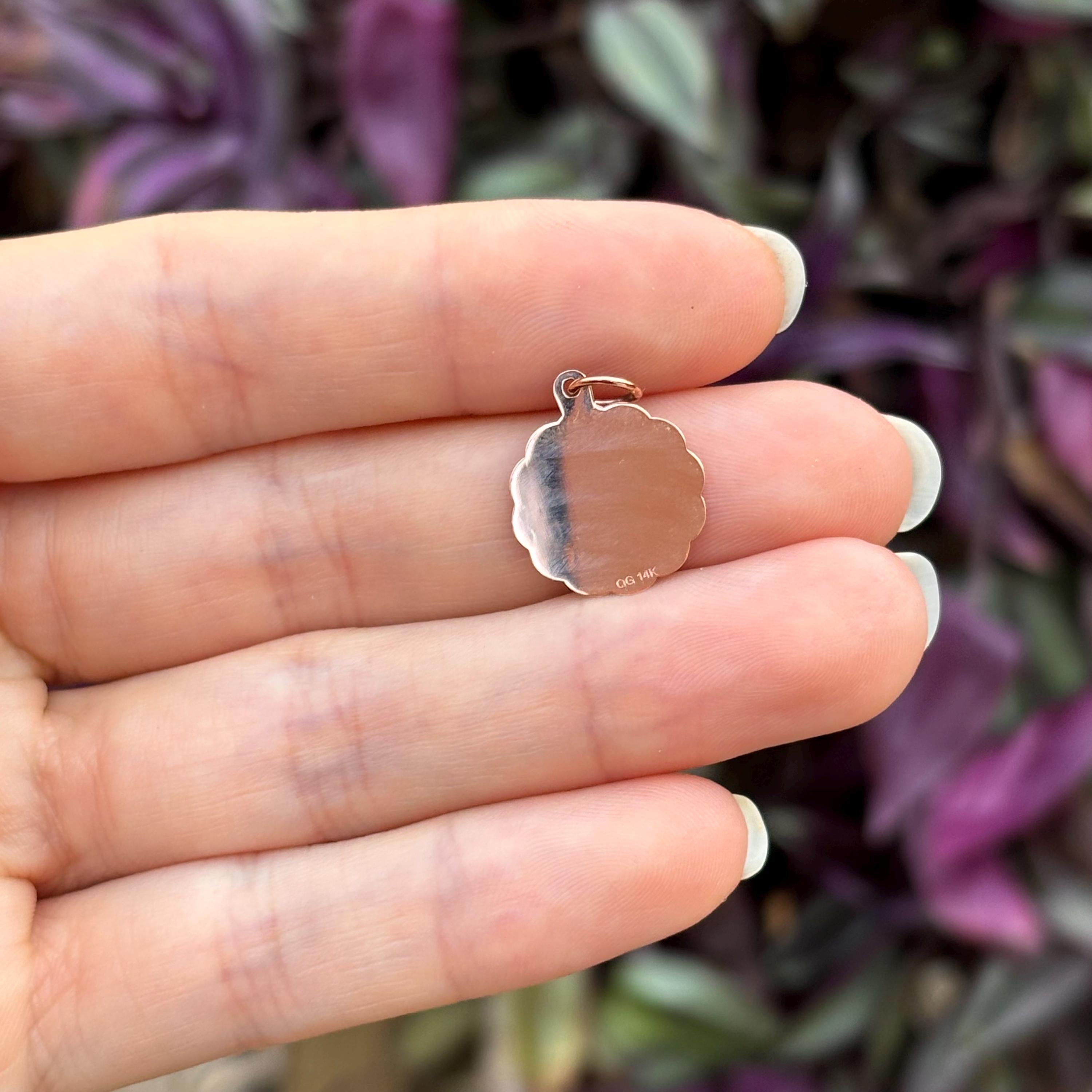 14k Rose Gold Confirmation Disc Round Medal Charm Pendant