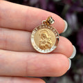 14k Gold St Catherine Round Medal Pendant