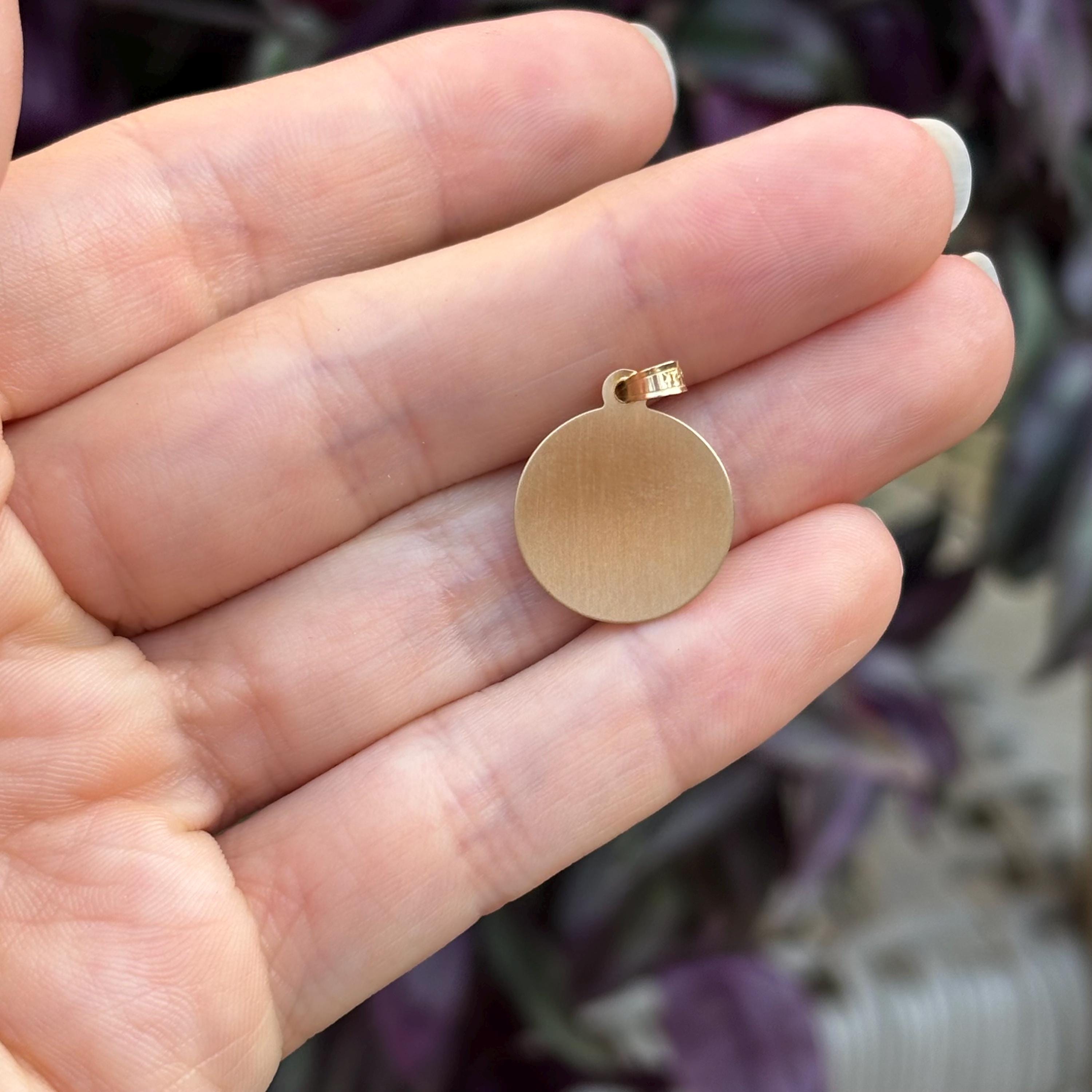 14k Gold St Anthony Beaded Round Medal Charm Pendant