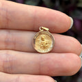 14k Gold St Barbara Round Medal Pendant