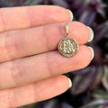 10k or 14k Gold St Christopher Round Medal Charm Pendant