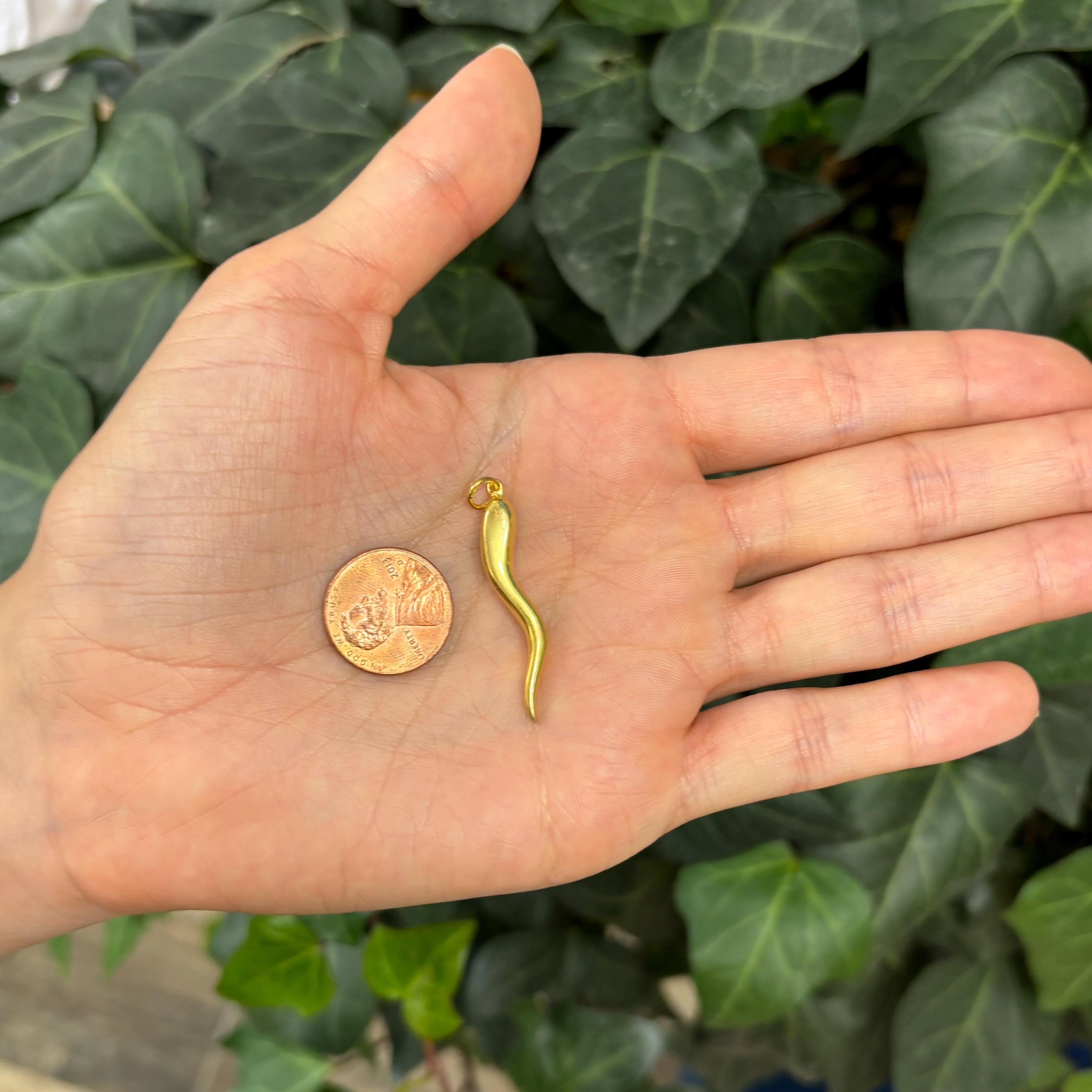 Gold-Plated Italian Horn Corno Pendant 36mm