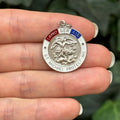Sterling Silver St Michael Enamel Medal Pendant