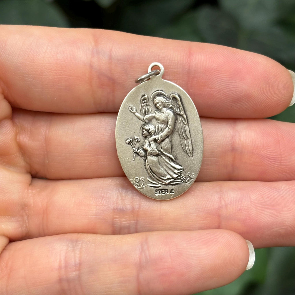 Sterling Silver St Michael Oval Medal Pendant