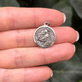 Sterling Silver St Anthony Antiqued Round Medal Charm Pendant