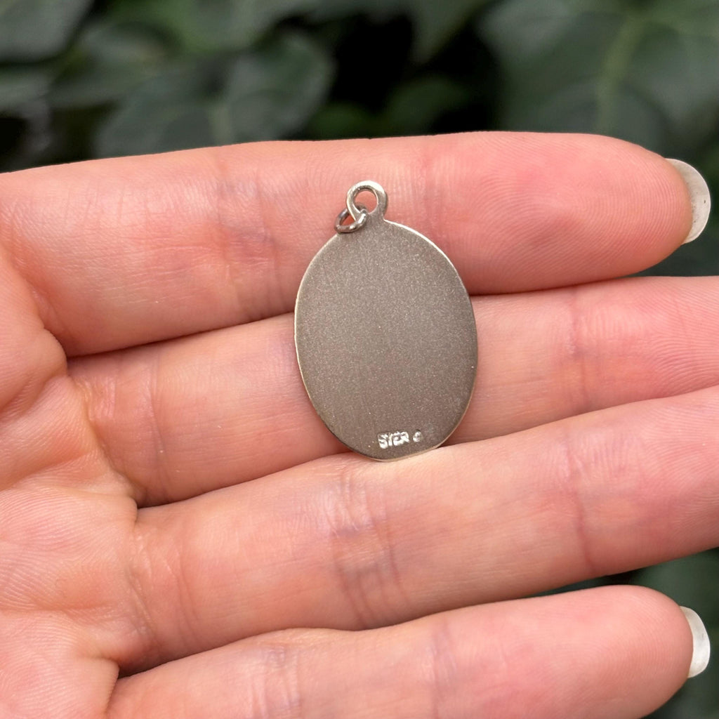Sterling Silver St Florian Oval Medal Pendant 28mm x 20mm
