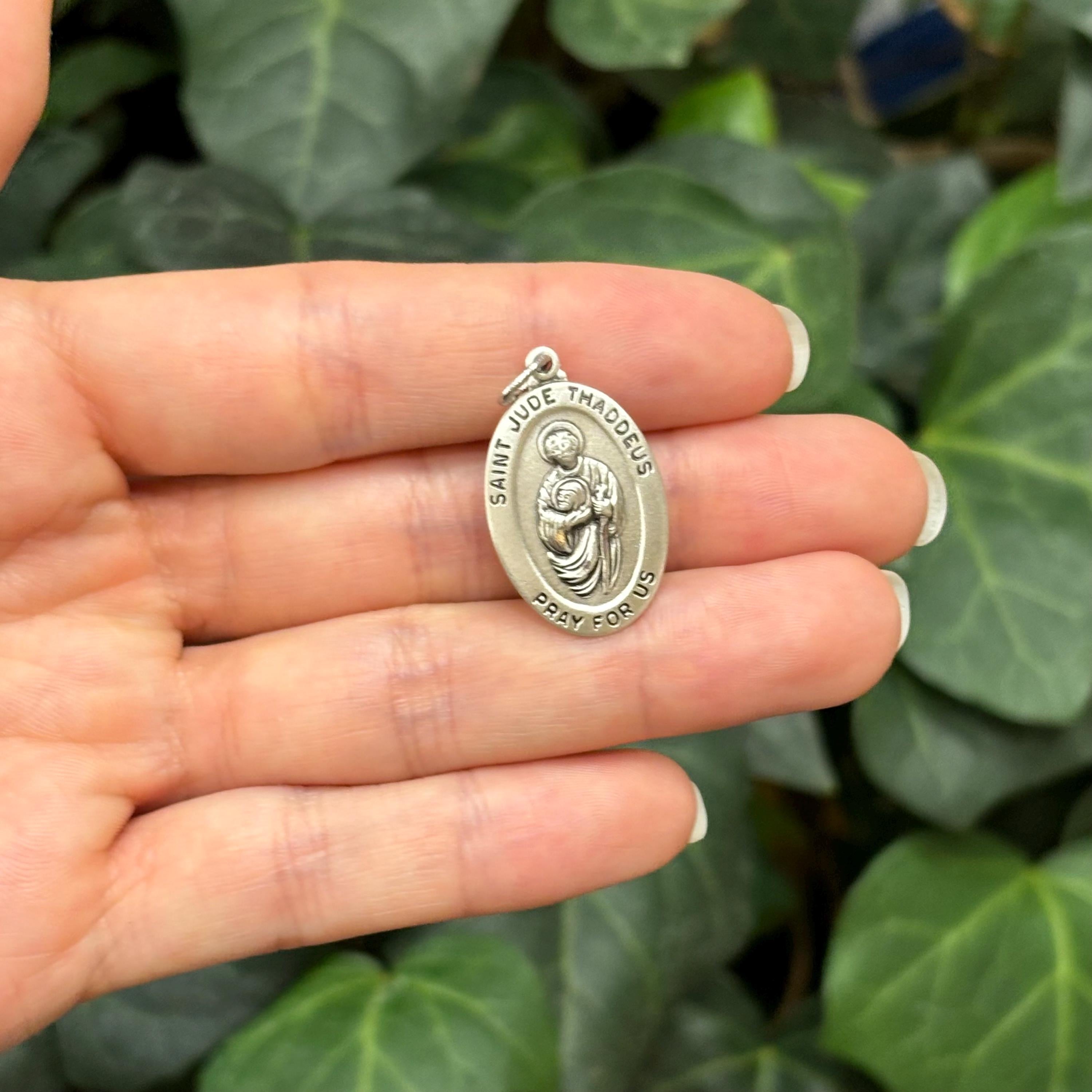 Sterling Silver St Jude Thaddeus Medal Oval Medal Pendant 27mm x 18mm