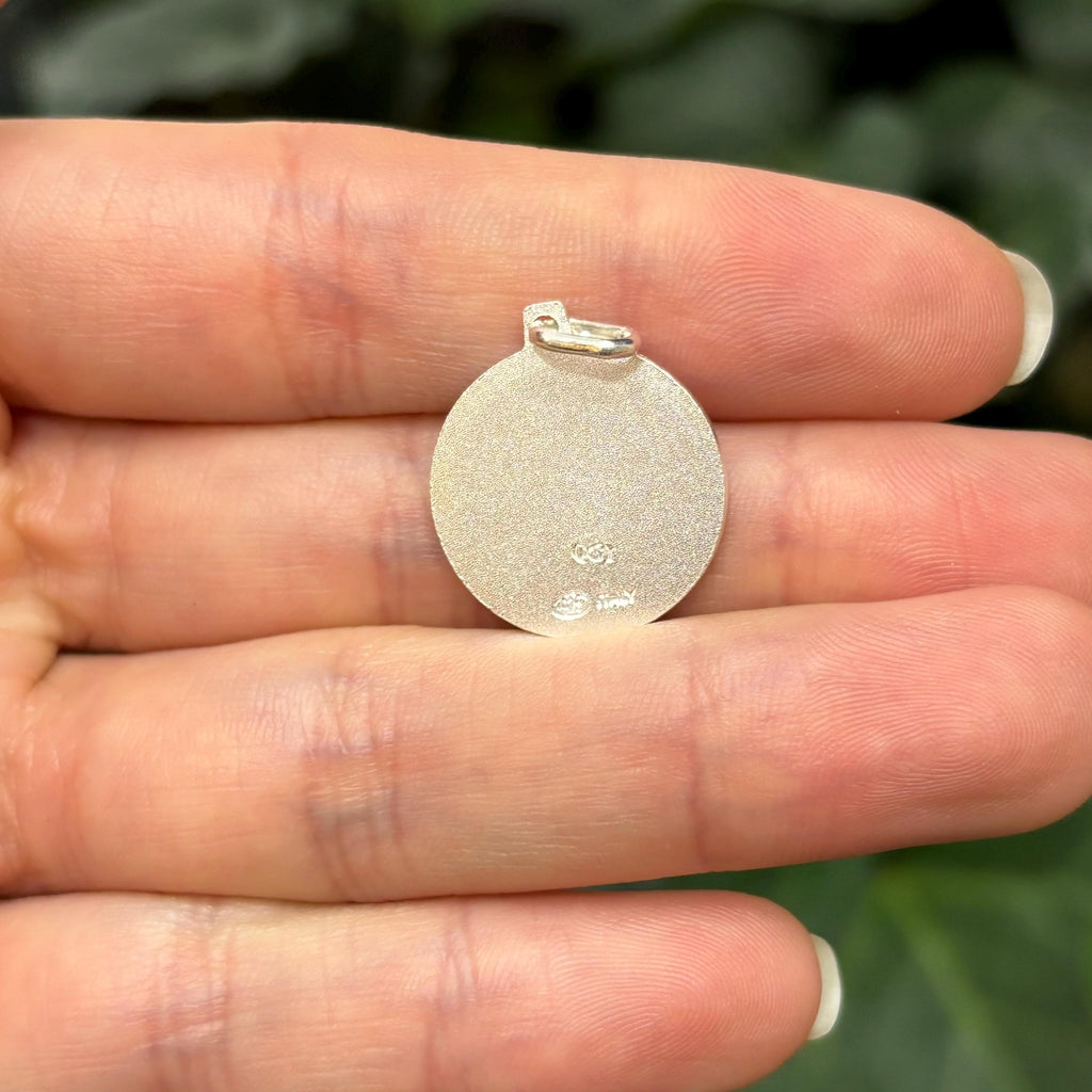 Sterling Silver Raphael Angel Round Medal Charm Pendant 20mm