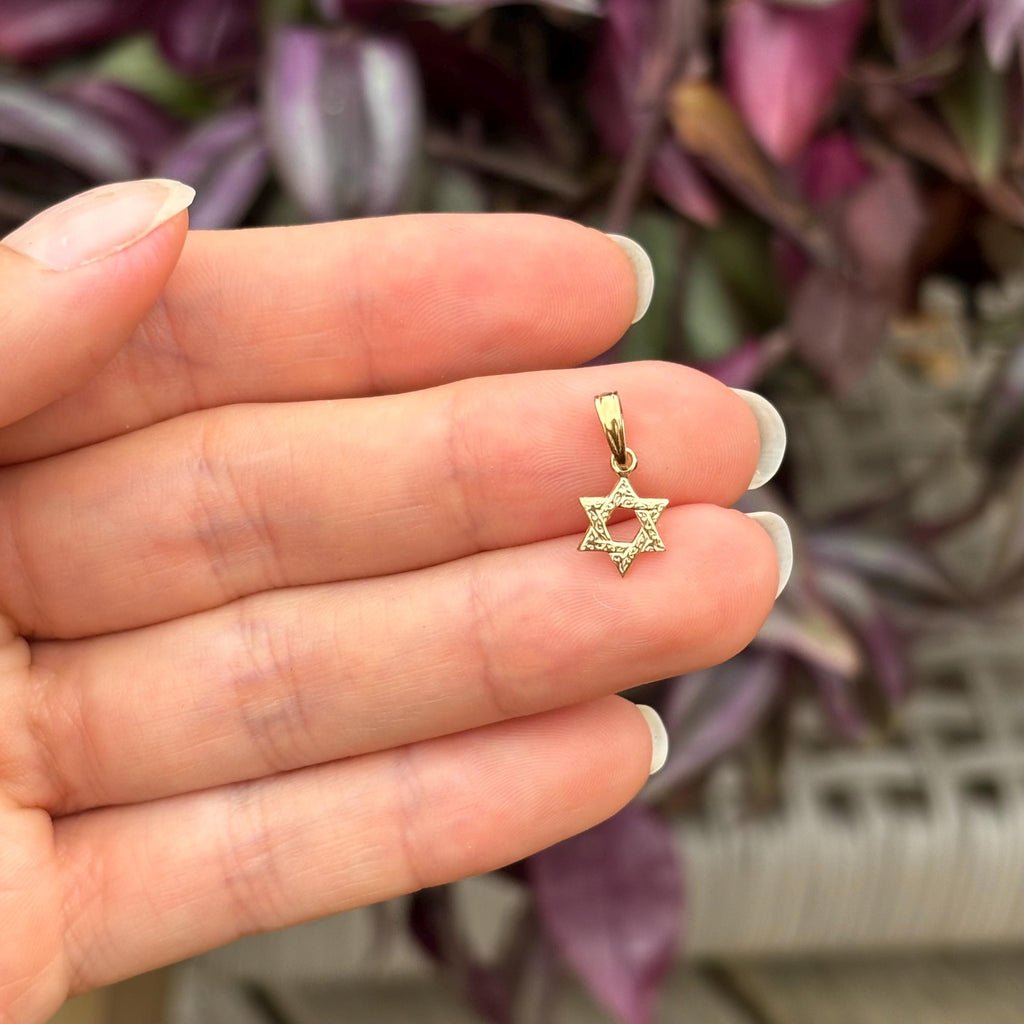 10k Gold Judica Star of David Magan Swirl Star Charm Pendant