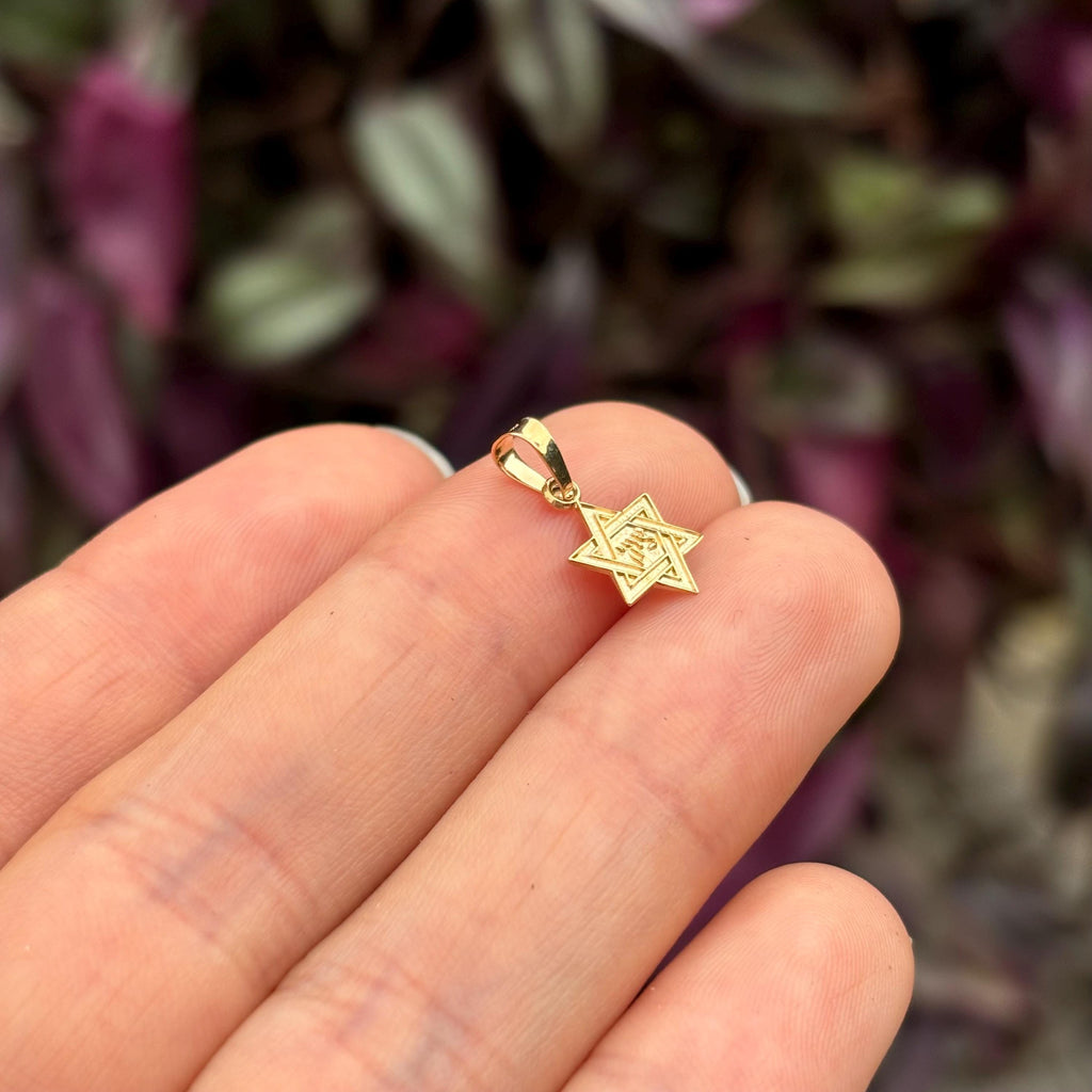 14k Gold Judica Star of David Magan Star Charm Pendant