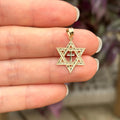 14k Gold Judica Star of David Cross Magan Star Charm Pendant