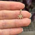 14k Gold Judica Star of David Magan Star Circle Frame Charm Pendant