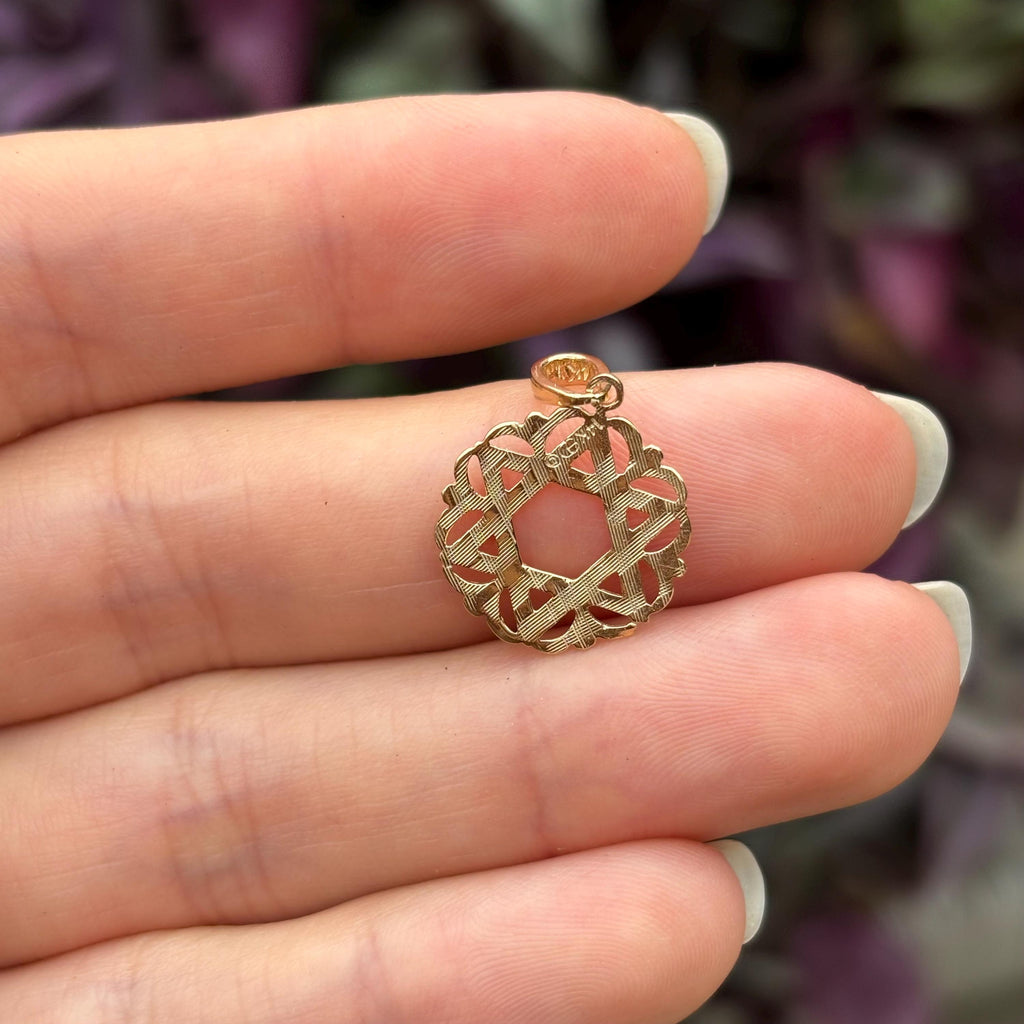 14k Gold Judica Star of David Magan Circle Star Charm Pendant