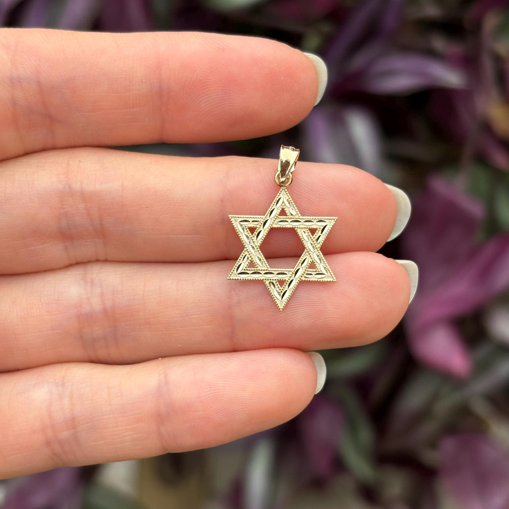 14k Gold Judica Star of David Magan Star Charm Pendant