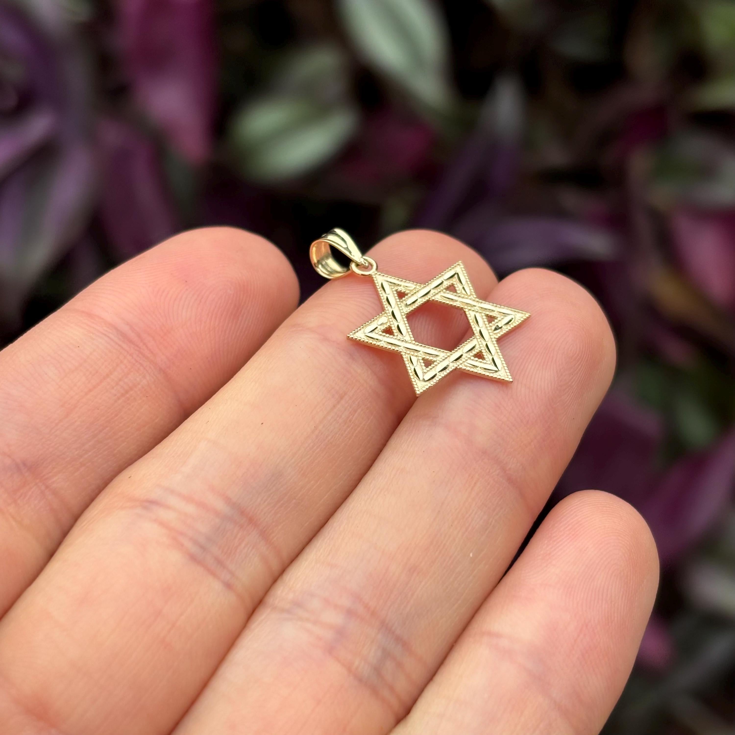 14k Gold Judica Star of David Magan Star Charm Pendant