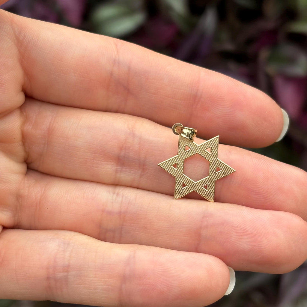14k Gold Judica Star of David Magan Star Charm Pendant