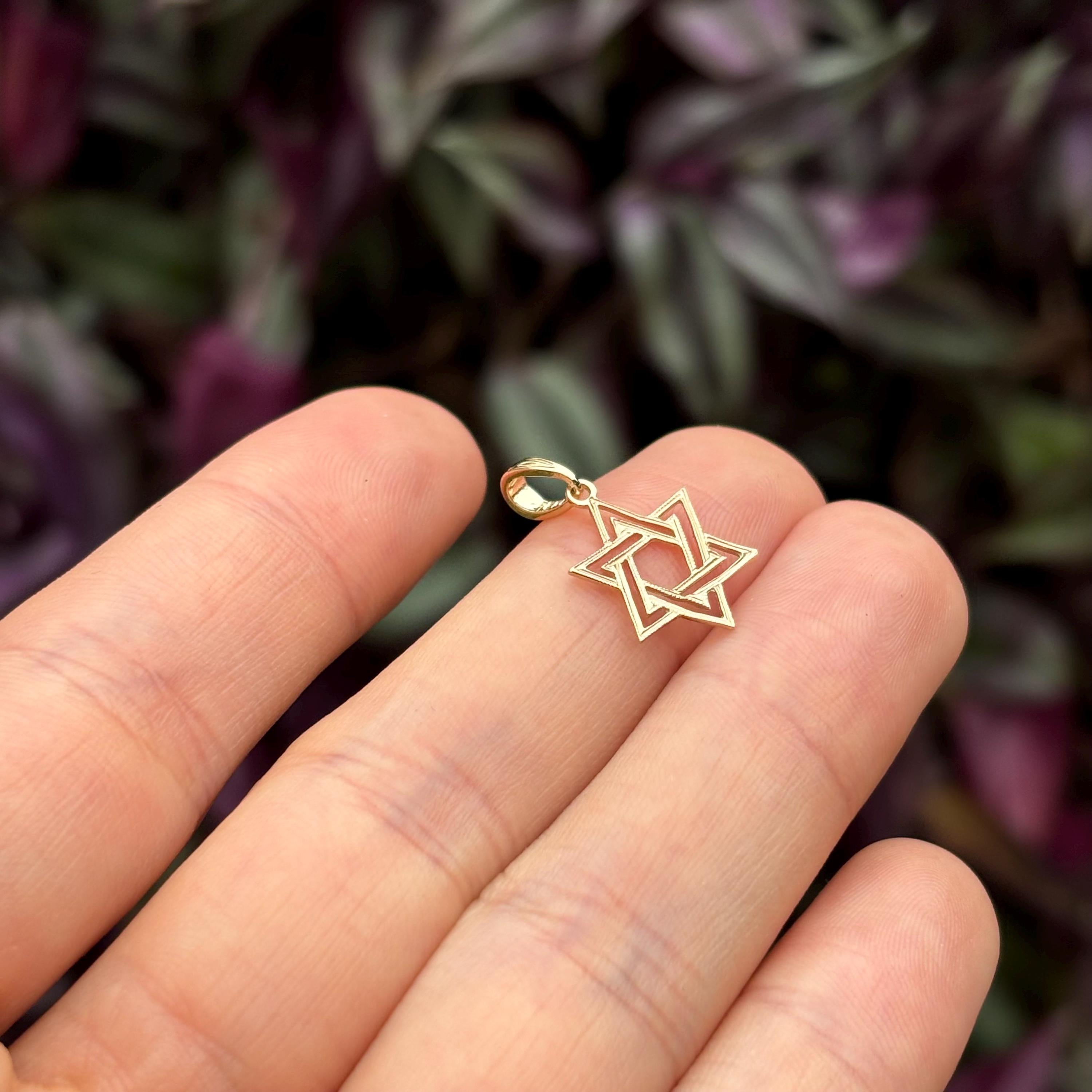 10k or 14k Gold Judica Star of David Magan Star Charm Pendant
