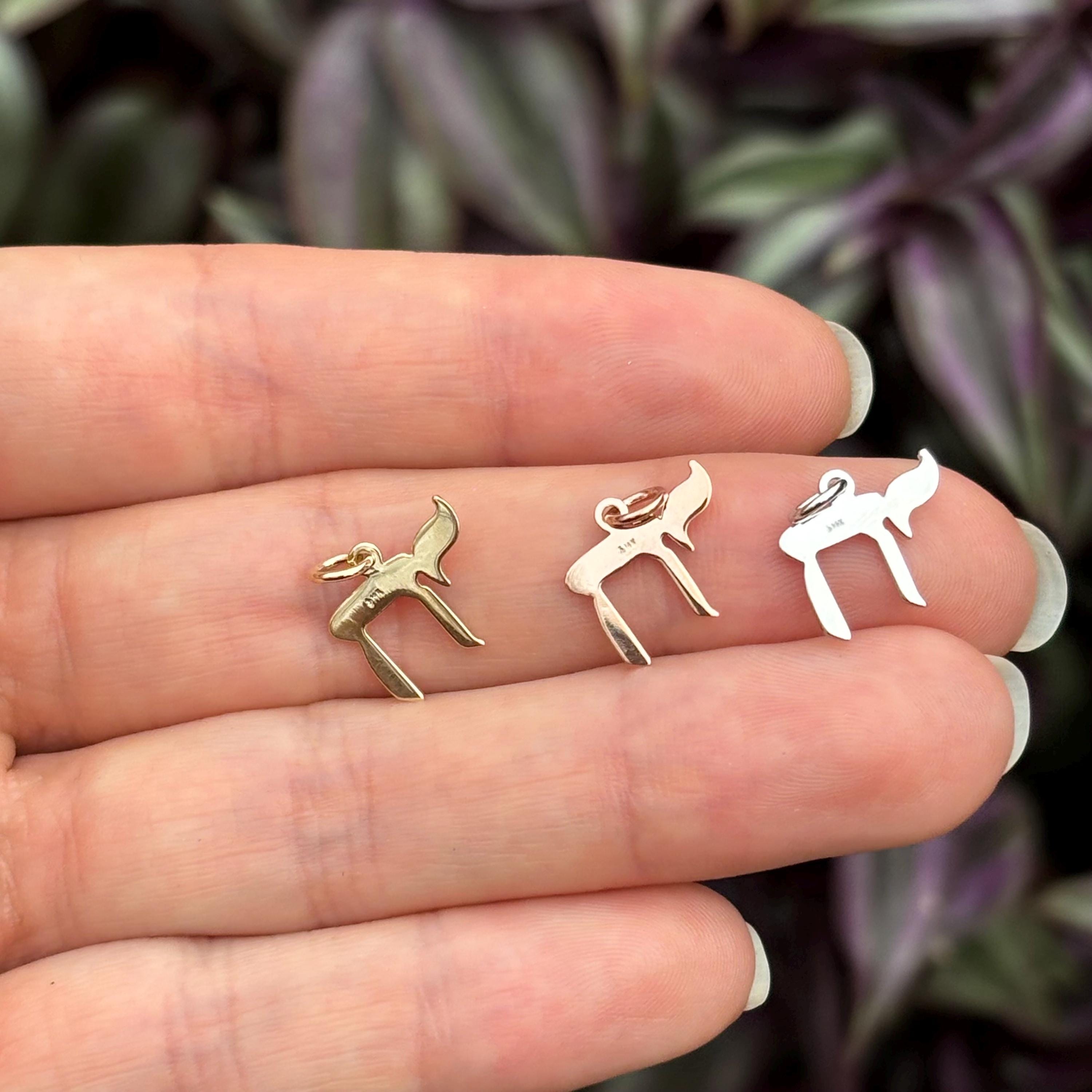 14k Rose White Yellow Gold Chai Charm Pendant