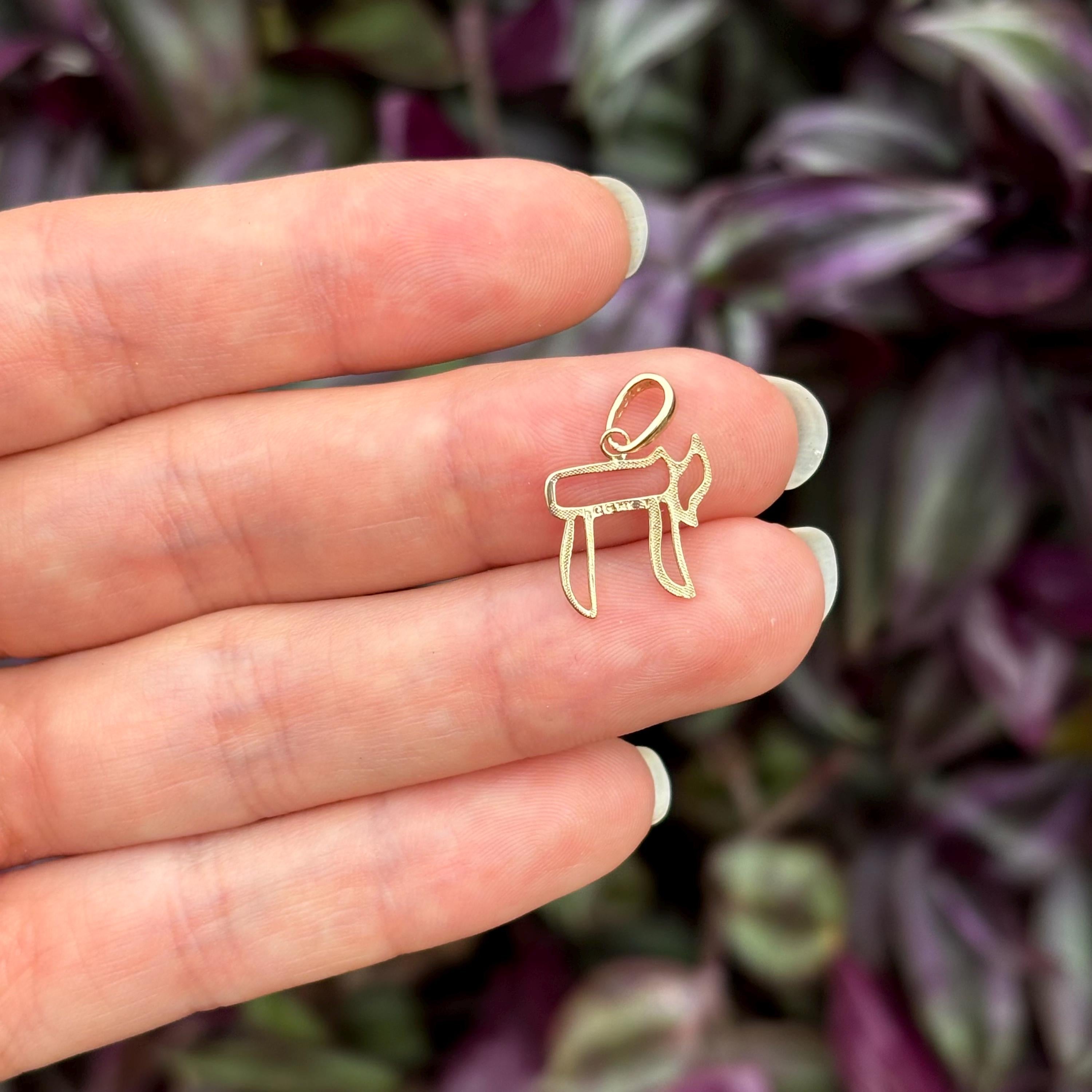 10k or 14k Gold Hebrew Chai Charm Pendant