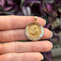 14k Gold St Anthony Medal Round Medal Pendant Large