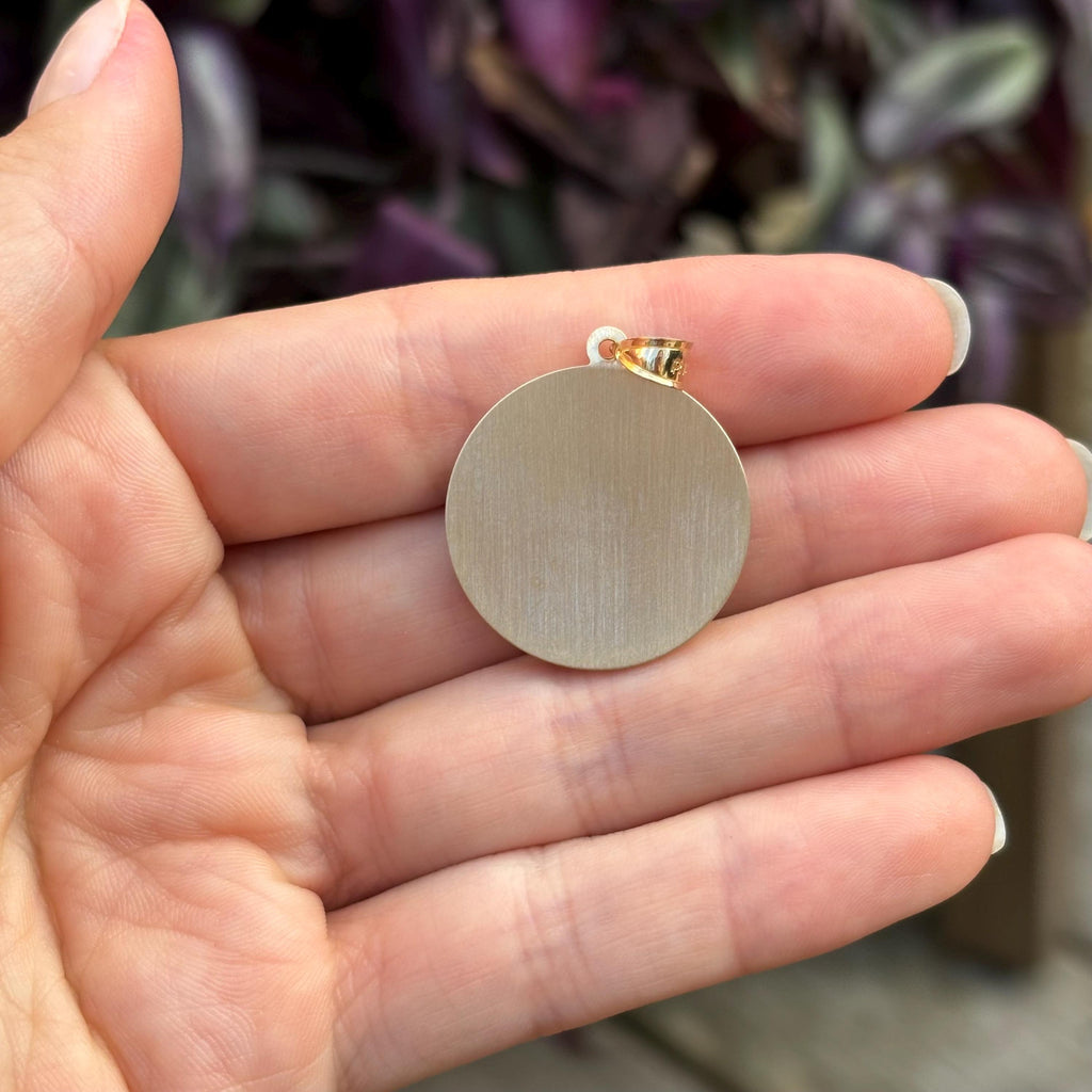 14k Gold St Anthony Medal Round Medal Pendant Large