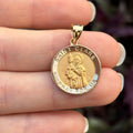 14k Gold St Clare Round Medal Pendant