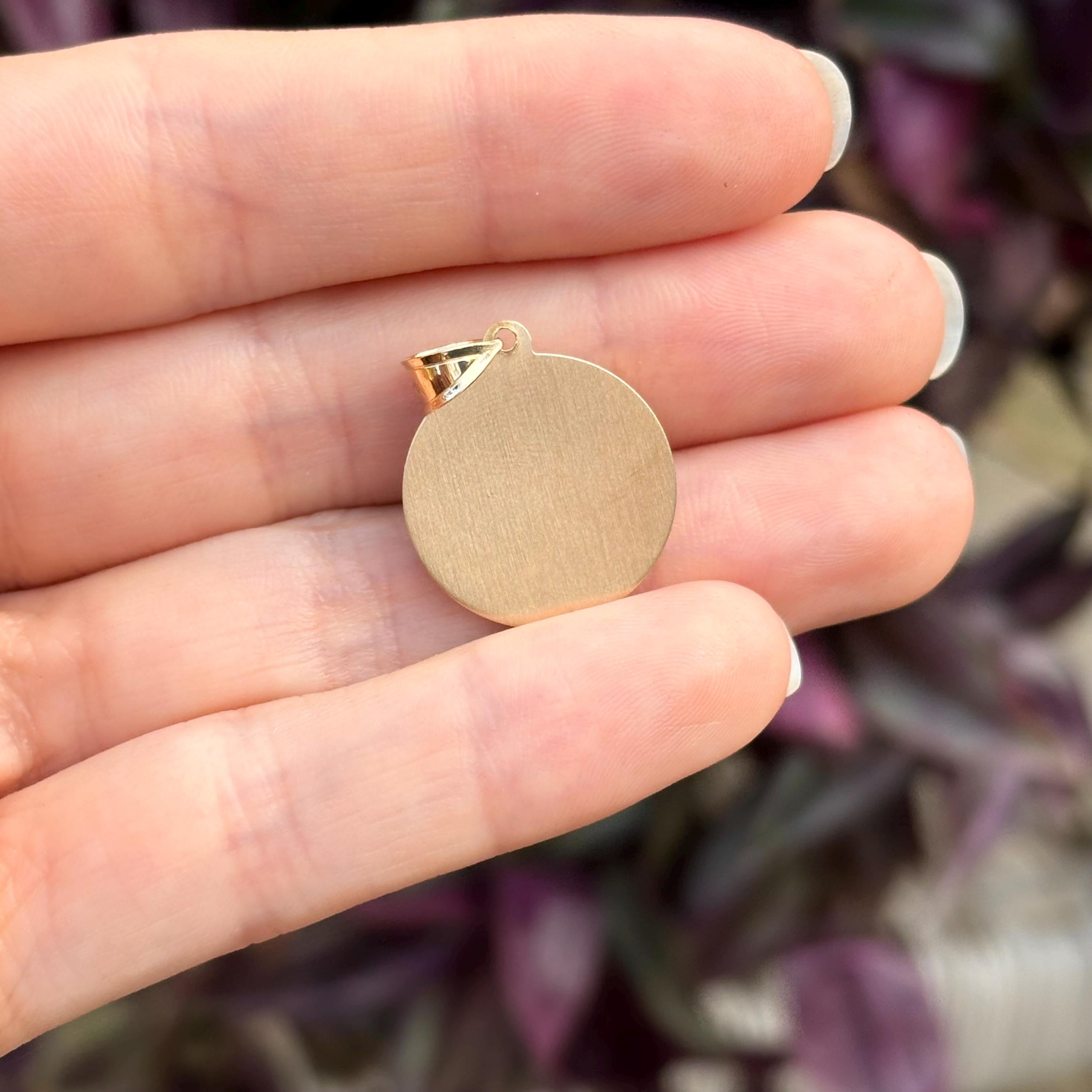 14k Gold St Clare Round Medal Pendant