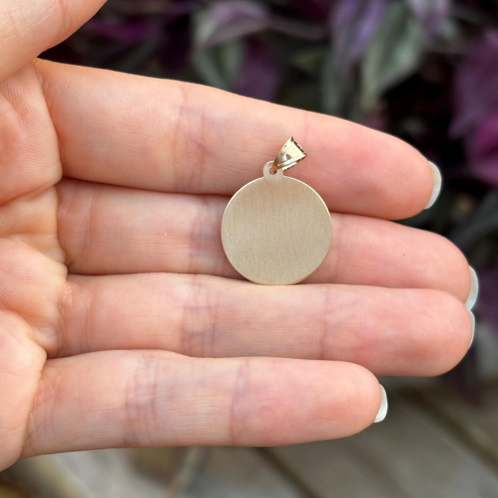14k Gold St Catherine Round Medal Pendant
