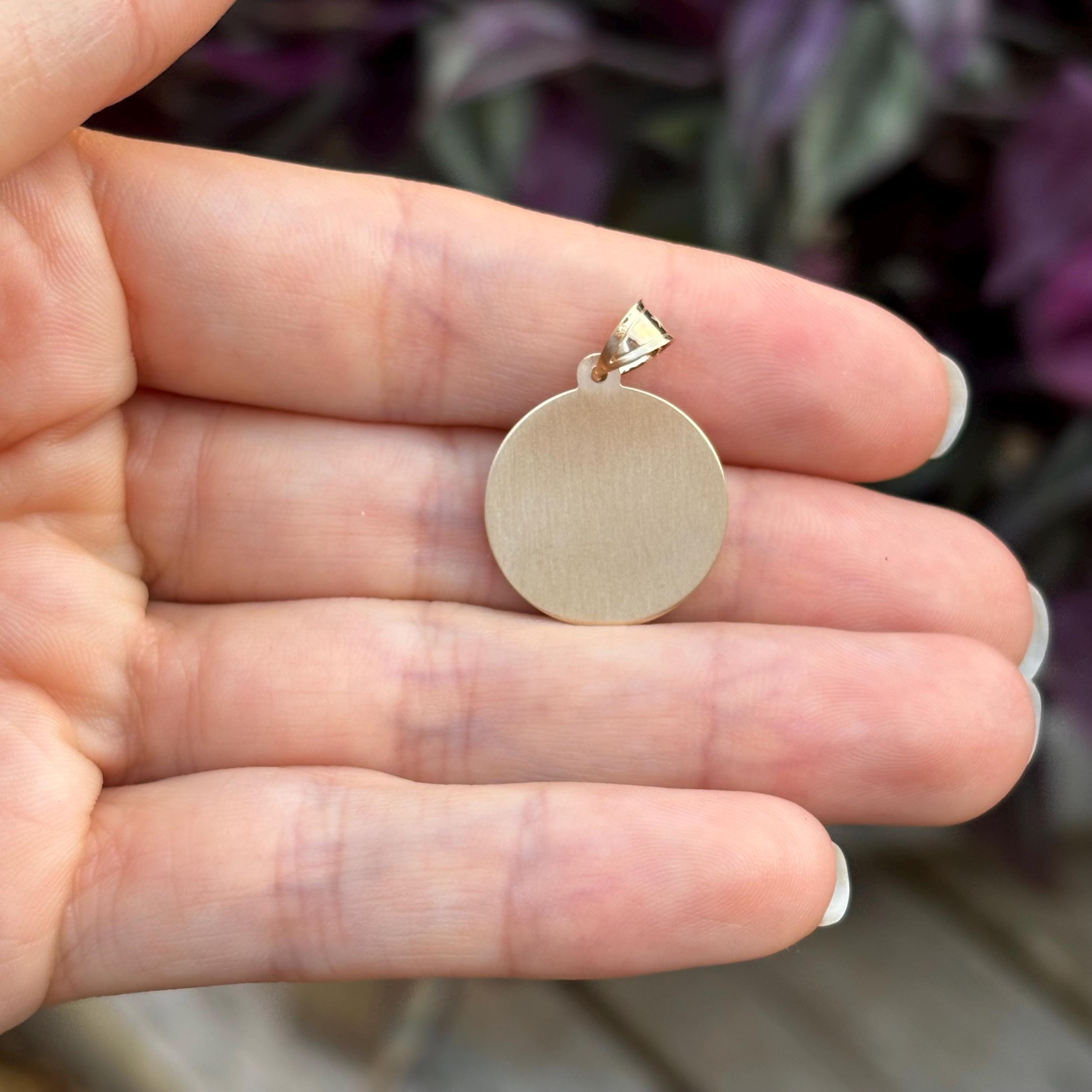 14k Gold St Catherine Round Medal Pendant