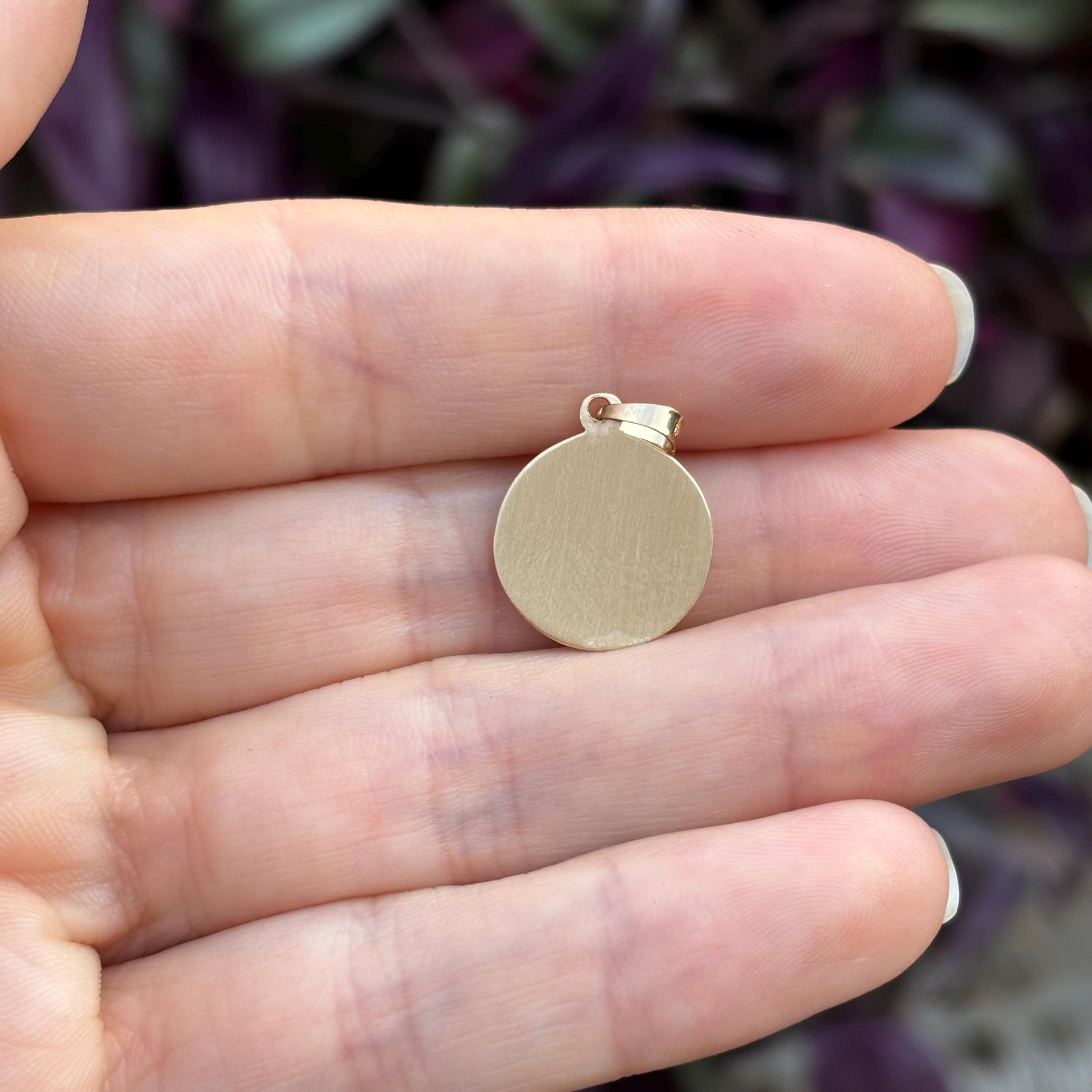 14k Gold St Barbara Round Medal Pendant