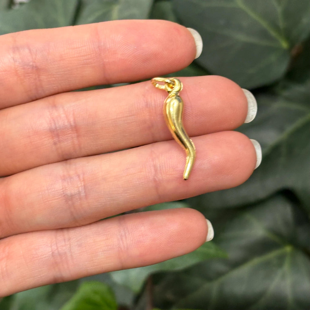 Gold-Plated Italian Horn Corno Pendant 22mm