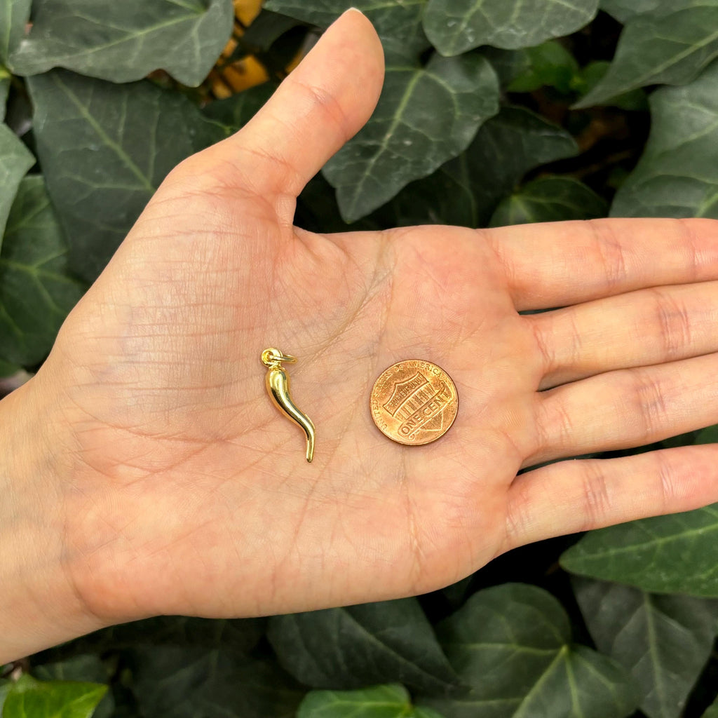 Gold-Plated Italian Horn Corno Pendant 22mm