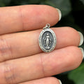 Sterling Silver Miraculous Medal Oval Medal Charm Pendant 17mm x 10mm