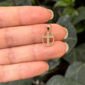14k Gold Cross in Oval Frame Charm Pendant