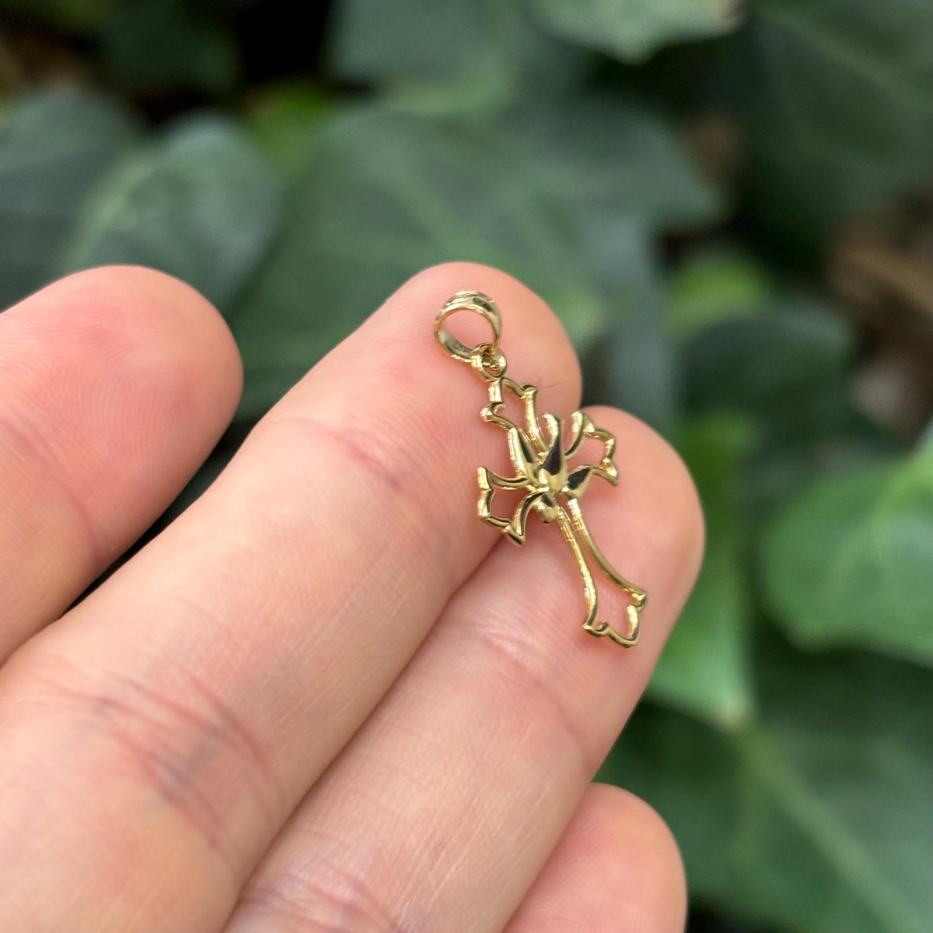 14k Gold Cross Dove Holy Spirit Charm Pendant