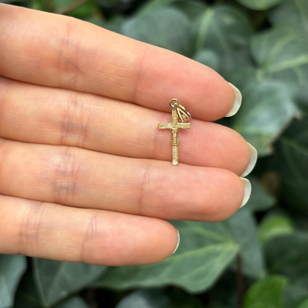 14k Gold Crucifix Cross Charm Pendant Mini